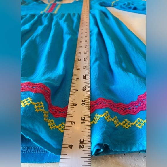 Umgee Bohemian Dress, Embroidered Details, Bell Sleeves, Size Medium, Blue, EUC - Picture 9 of 9